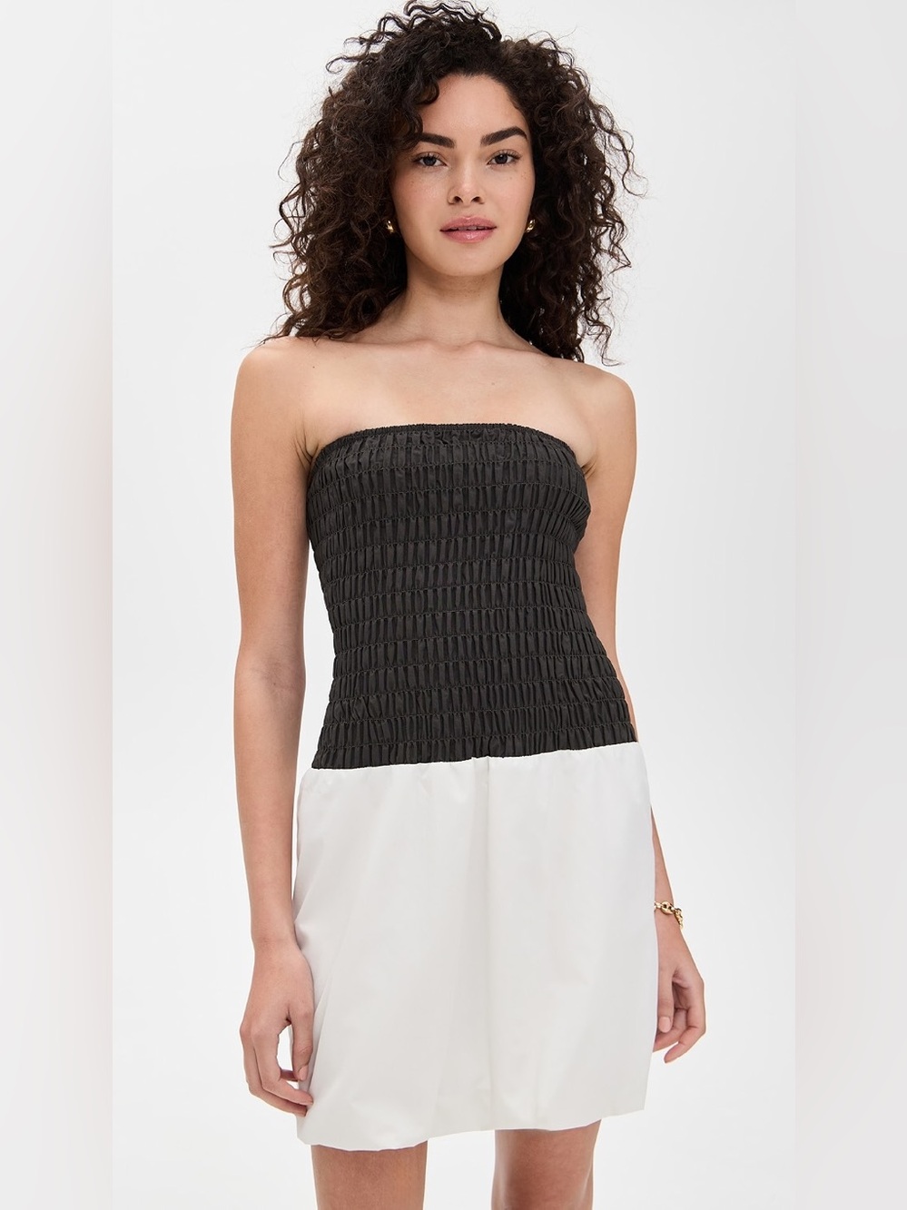 LNA Elsie Black Top with Vapor Bubble Skirt Dress Size M